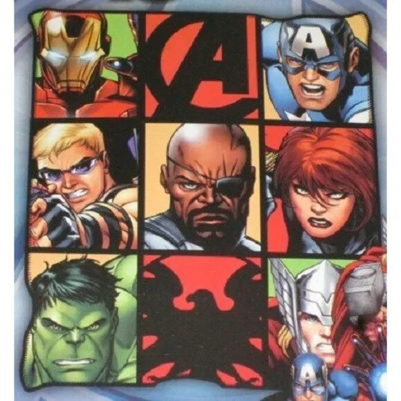 New Marvel Avengers Plush Throw Gift Blanket Iron Man Thor Hawkeye Black Widow - Picture 2 of 3